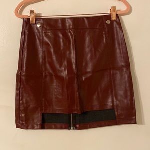 Maroon Leather MiniSkirt
